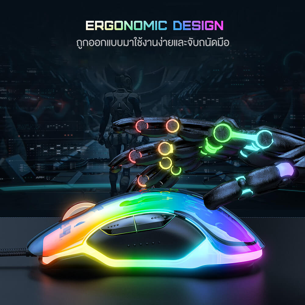 เมาส์เกมมิ่ง ONIKUMA CW925 RGB BACKLIT WIRED GAMING MOUSE - สีดำ